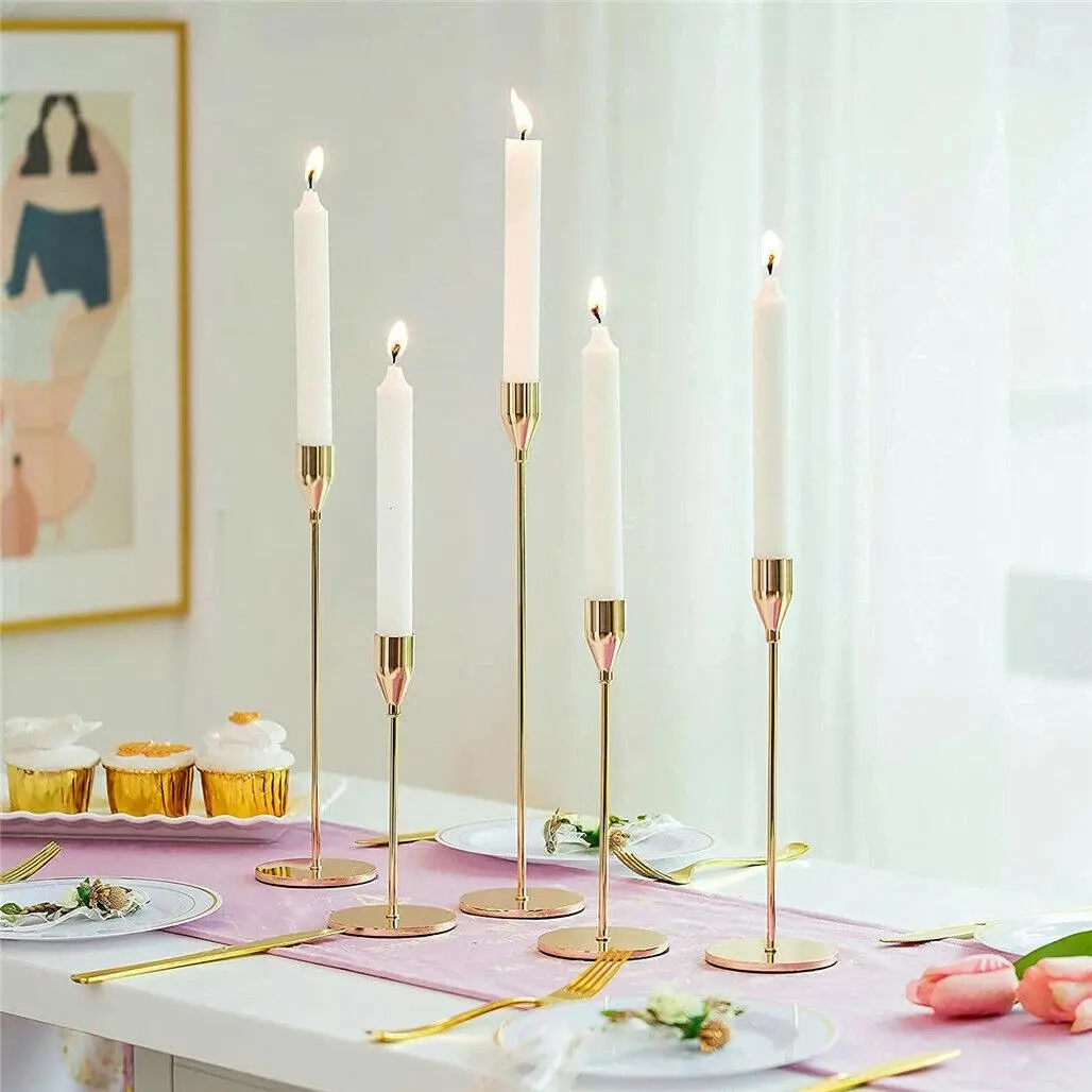 Gold Tabletop Candle Holders for Weddings and Dinners - Home & Garden