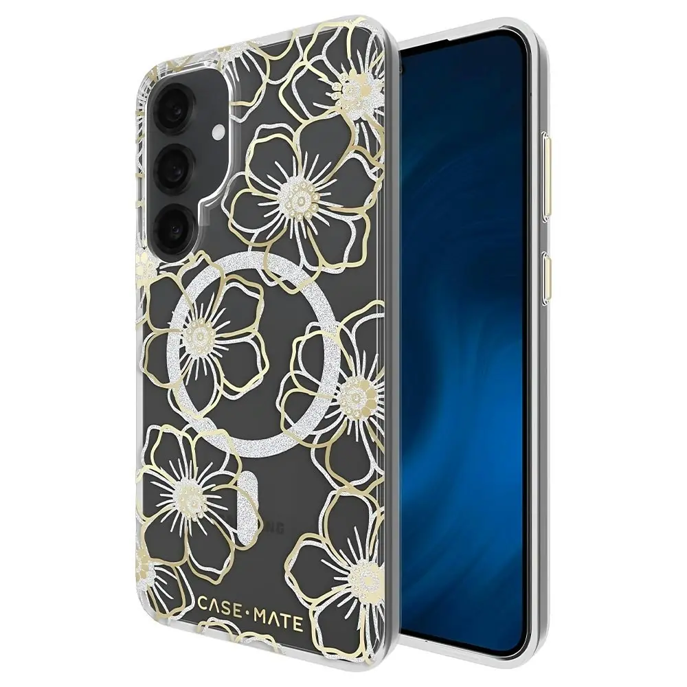 Case-Mate Floral Gems Magnetic Case (Suits Galaxy S25 Plus) - Gold