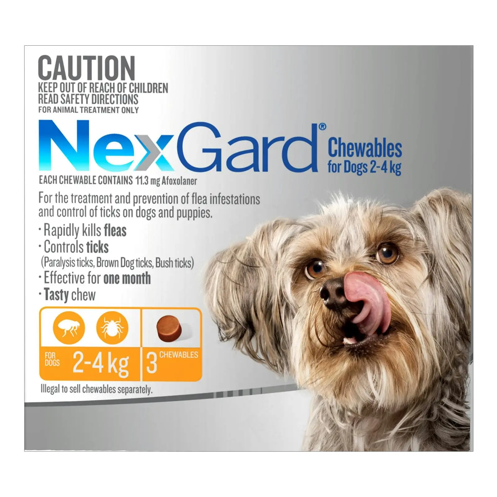 NEXGARD Chewables For Dogs 2 - 4 Kg (Orange) 3 Chews