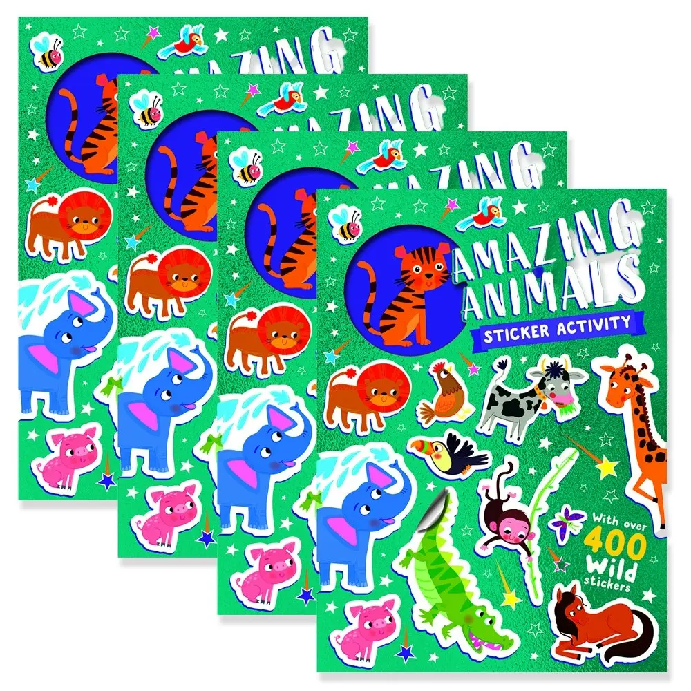 4x Bookoli Funky Stickers Amazing Animals Kids Activity Book Art/Craft Pad - Hobbies