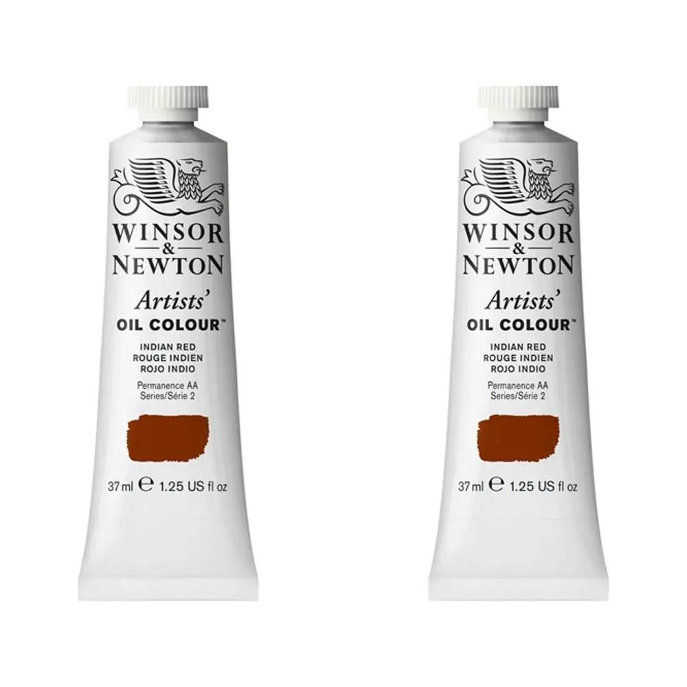 2x Winsor & Newton Artists Oil Colour 37ml Art/Craft Paint Tube Indian Red S2 - Hobbies