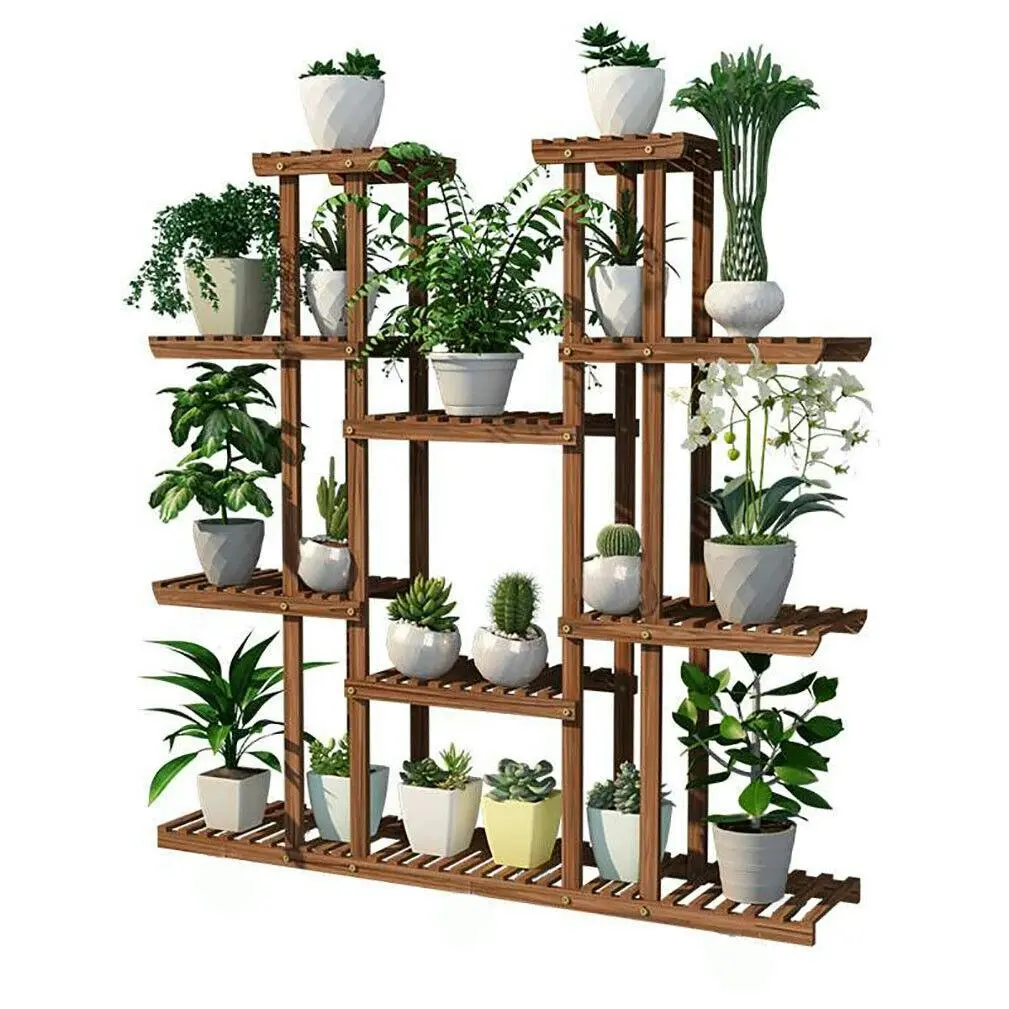 Eco-FriendlyPine Wood Plant Stand - Versatile Display Rack Multi-Tier