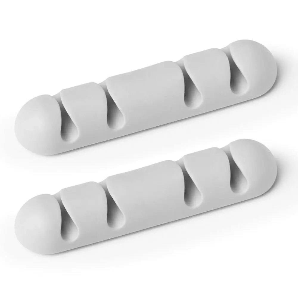 2pc Durable Cavoline 18cm Plastic Self Adhesive Clips Fastener Organiser Grey - Electronics