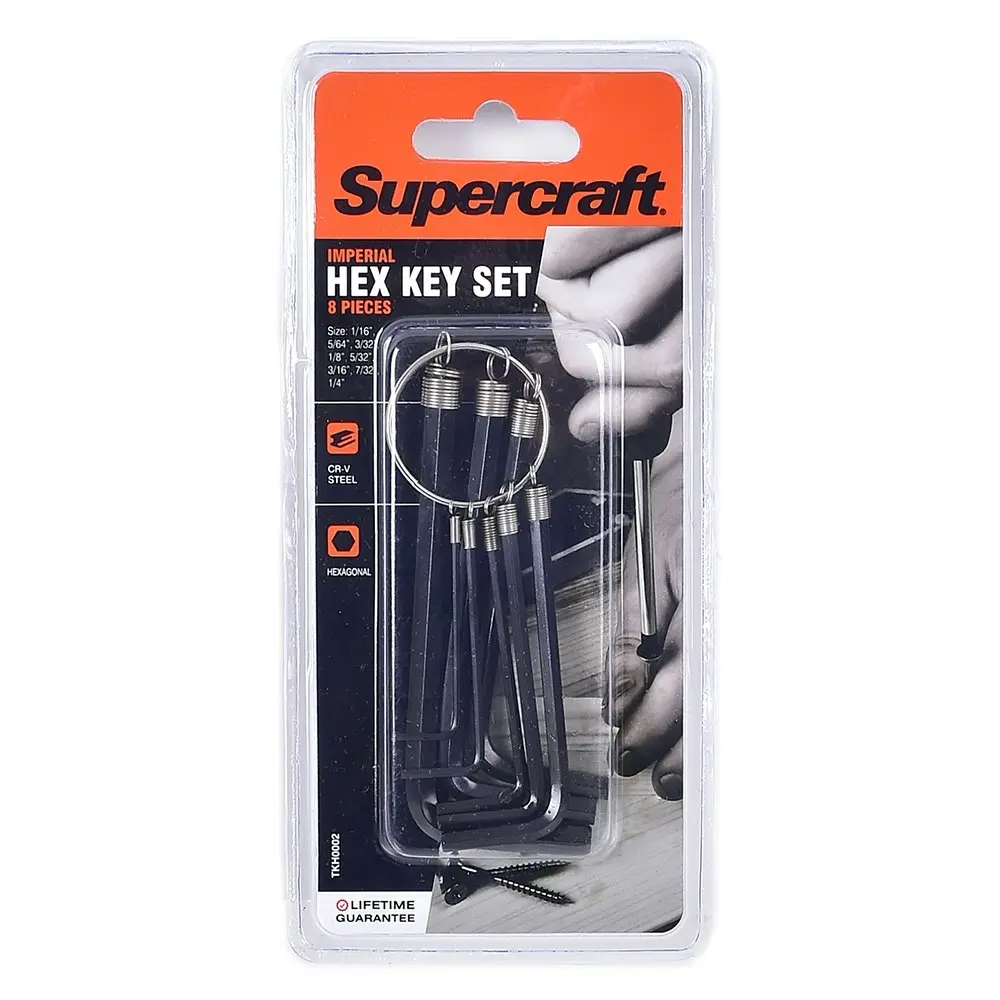 8pc Supercraft Allen/Hex Key Wrench Imperial 1/16"-1/4" Size DIY Home Tool Set