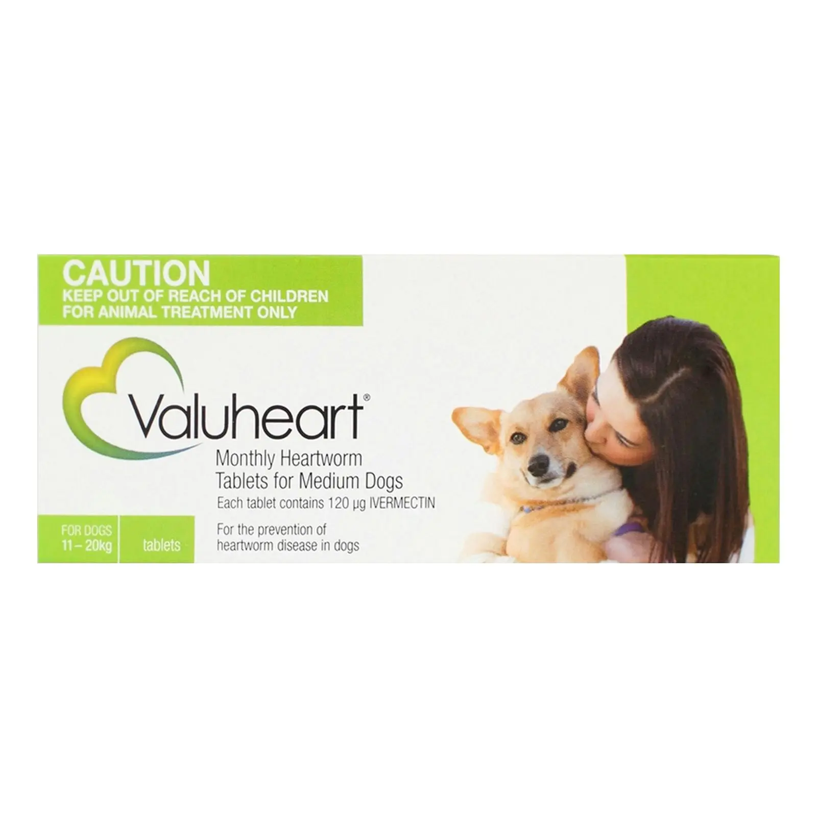 Valuheart Heartworm Tablets For Medium Dogs 11 to 20 Kg (Green) 6 Tablets - Pets