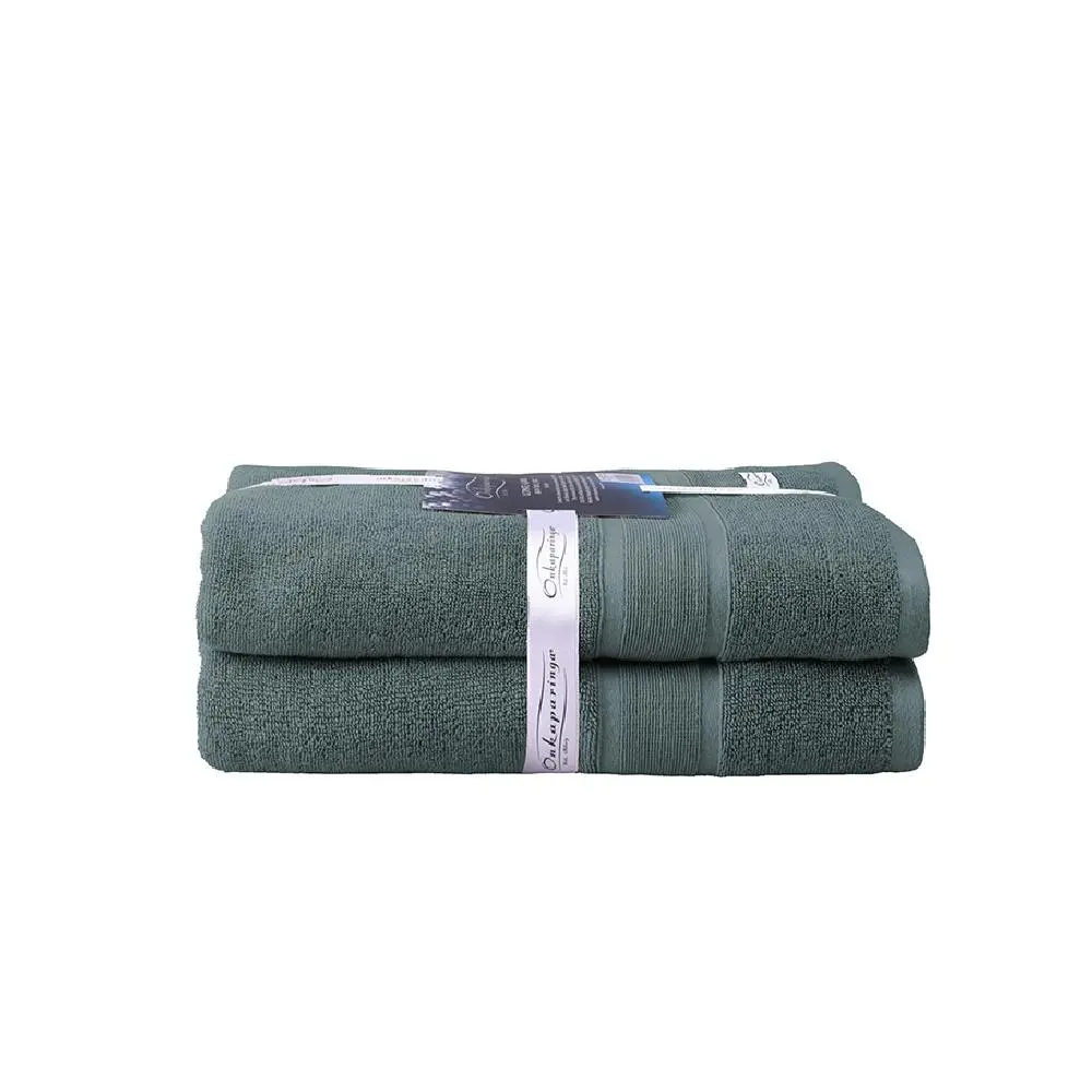 2PK Ultimate Alanya Turkish Cotton Bath Towel 550Gsm Highly Absorbant Slate - Home & Garden