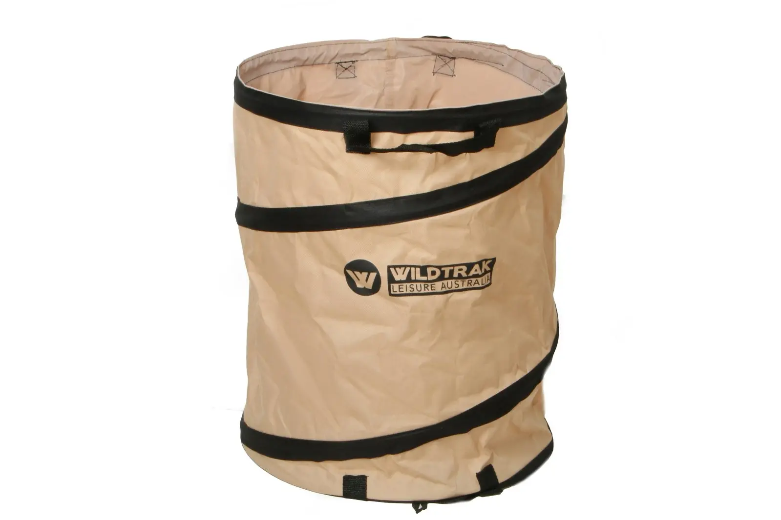 Wildtrak Round 46x40cm Collapsible Camp Storage Rubbish Bin/Laundry Basket Beige - Sports & Outdoor