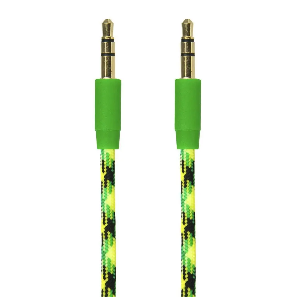 Gecko 1m 3.5mm Male to M Braided Aux Audio Cable Cord for Smartphones GRN/Yellow - Electronics