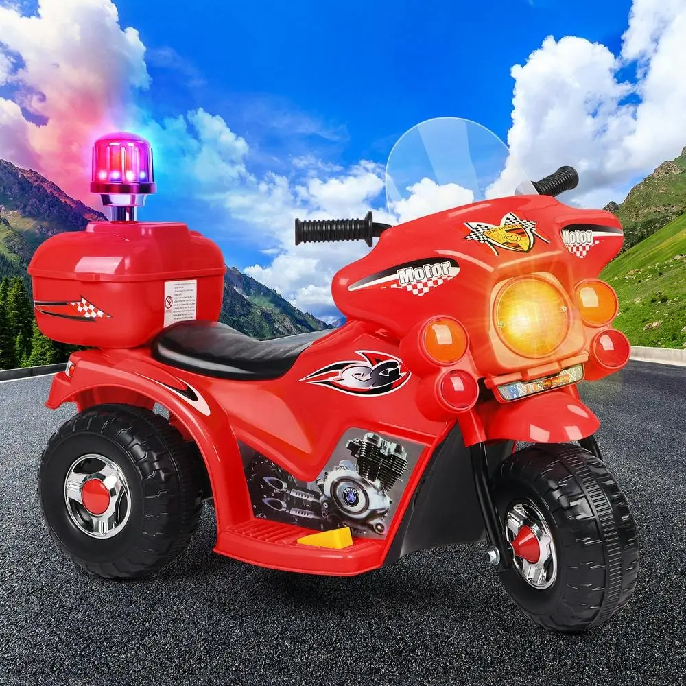 Alfordson Ride On Car Kids Police Motorcycle 6V Electric Toy 25W Motor MP3 Red - Toys & Games