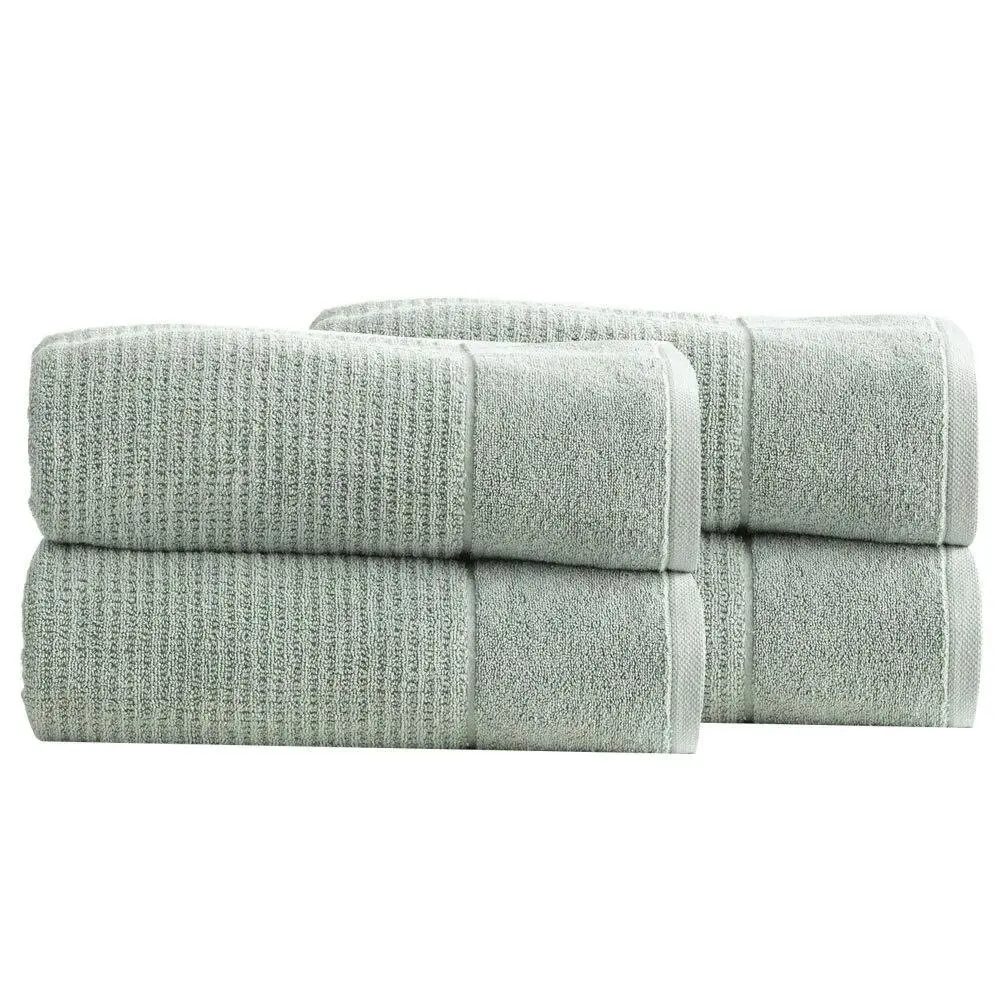 4PK Renee Taylor 650GSM Cambridge 80x160cm Bath Sheet Textured Towel Eucalyptus - Home & Garden