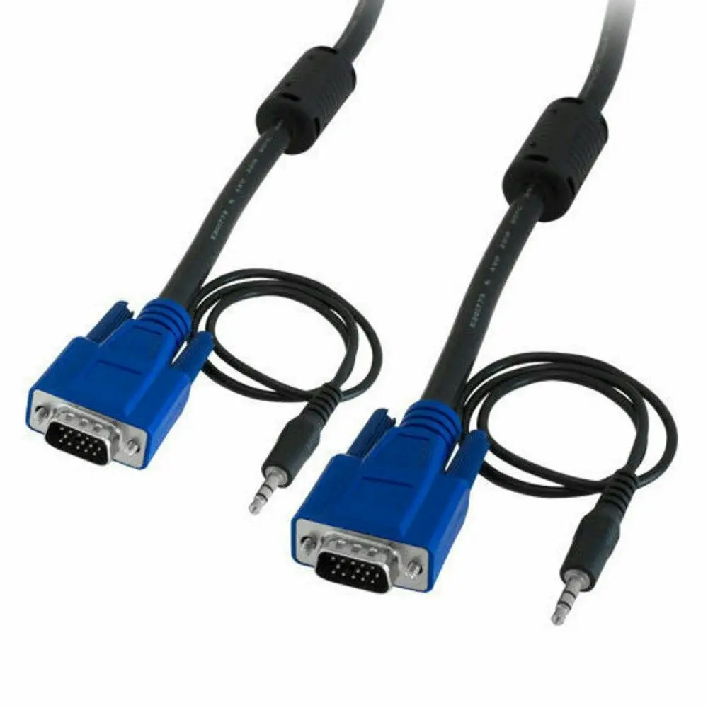 Pro2 10m VGA to VGA Male Projector/Monitor Plug + 3.5mm Stereo Audio Jack Cable - Electronics
