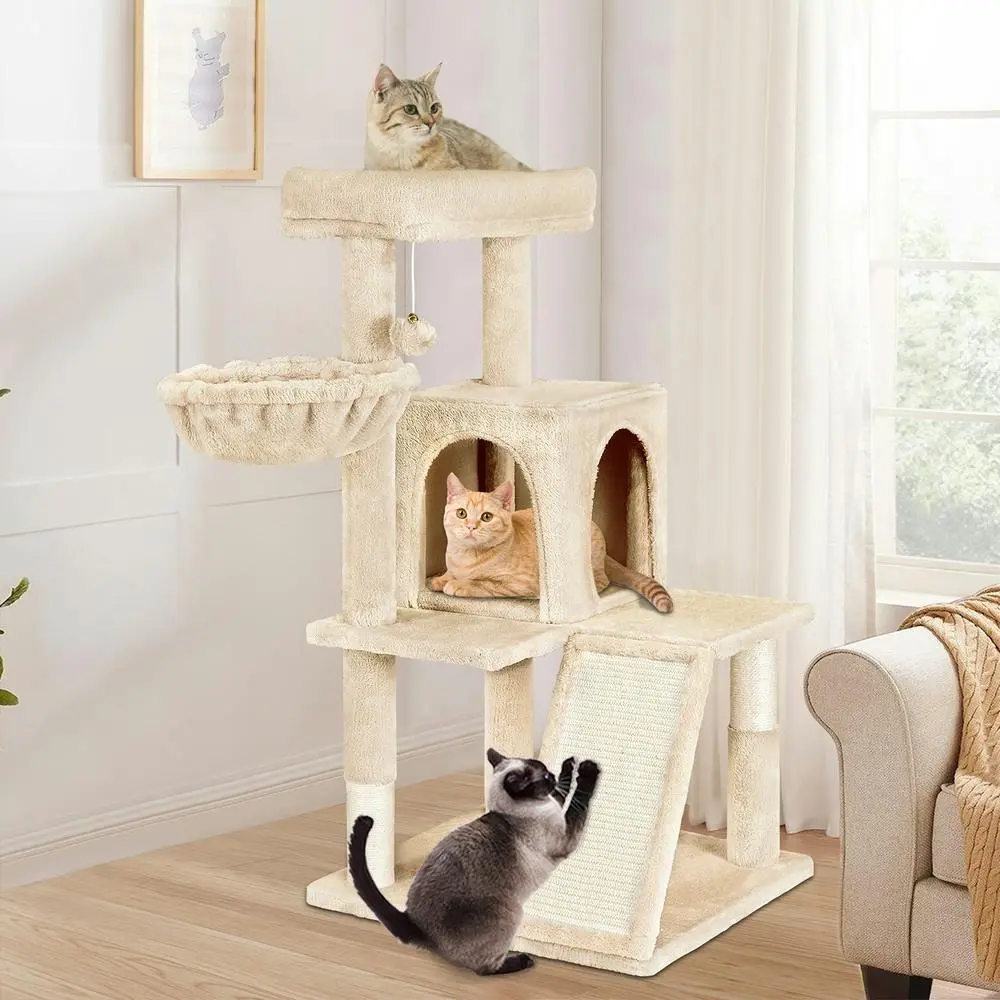 BEASTIE Cat Tree 100cm Beige Scratching Post Scratcher Tower - Pets
