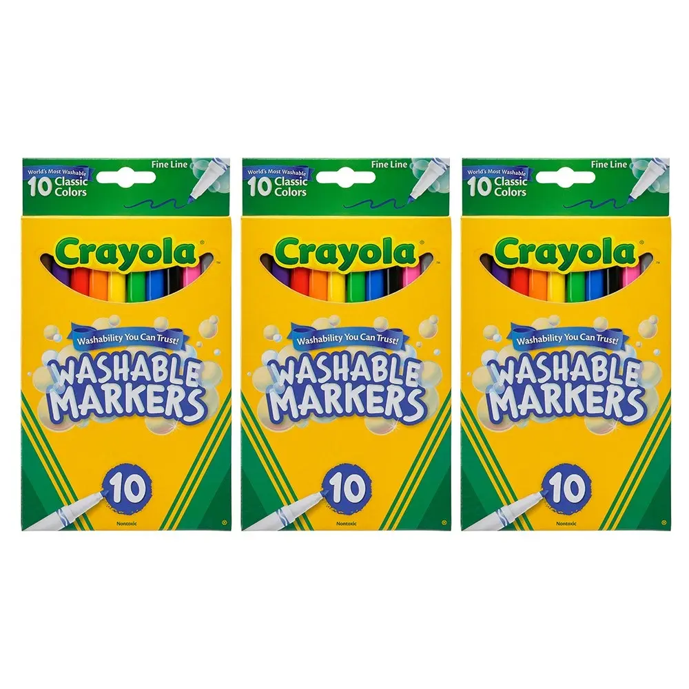 30pc Crayola Kids/Childrens Creative Washable Art/Craft Fineline Colour Markers - Hobbies