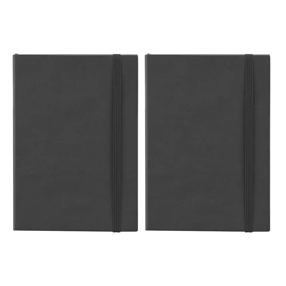 2x Scripto Premium A5 Flexi Home Office Writing Journal Black/Plain Paper
