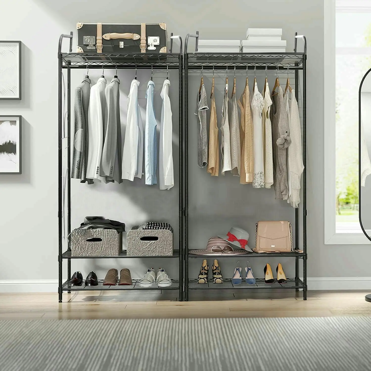 Iron Coat Rack with Hanging Rail - Home & Garden