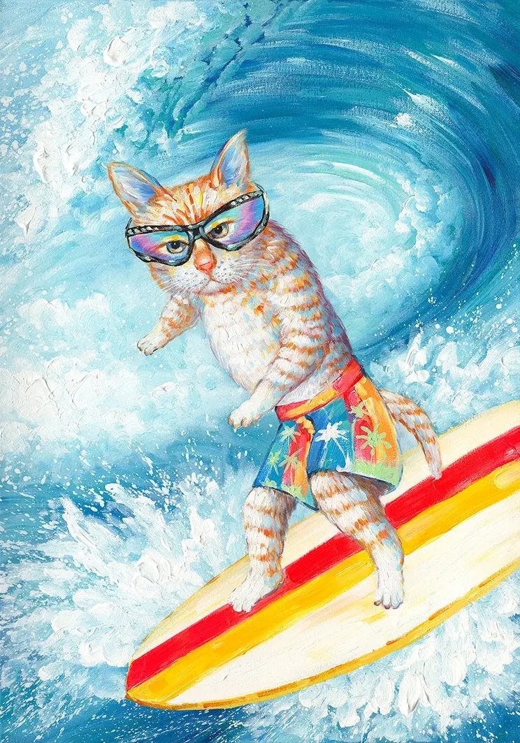 Surfing Cat Canvas Print - Home & Garden