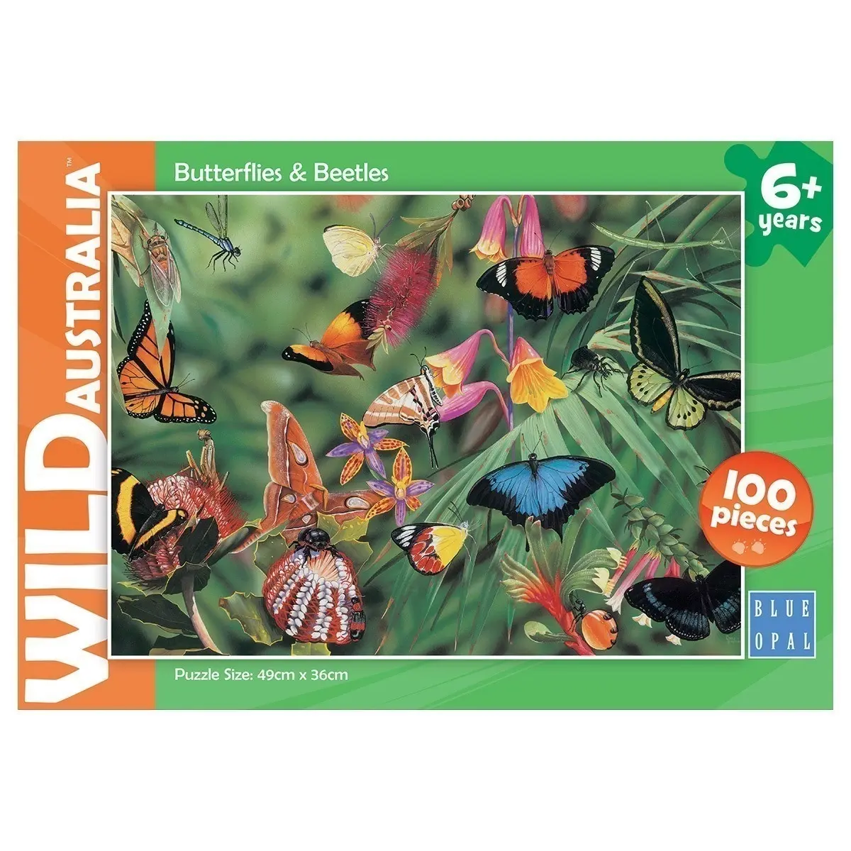 Blue Opal - Wild Australia - Butterflies & Beetles - 100 Piece Puzzle
