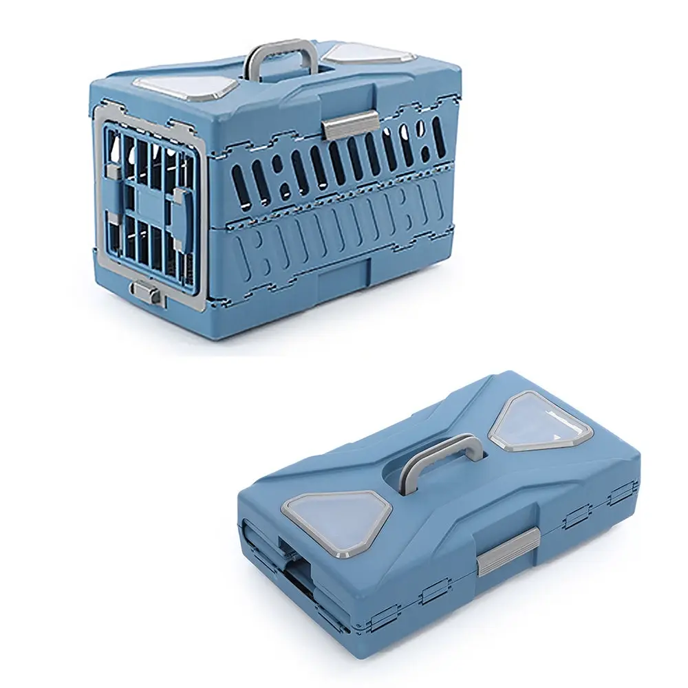 Salesbay Foldable Pet Carrier Portable Dog Cat Travel Bag Cage House Kennel Case Blue - Pets