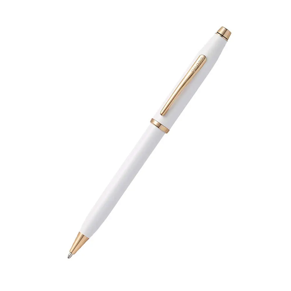Century II White Lacquer/Rose Gold Ballpoint Pen - Office
