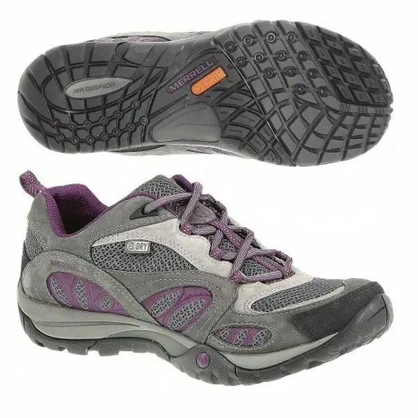 Womens Merrell Azura Waterproof Ladies Walking Shoe Grey Purple Womens Shoes - Fashion