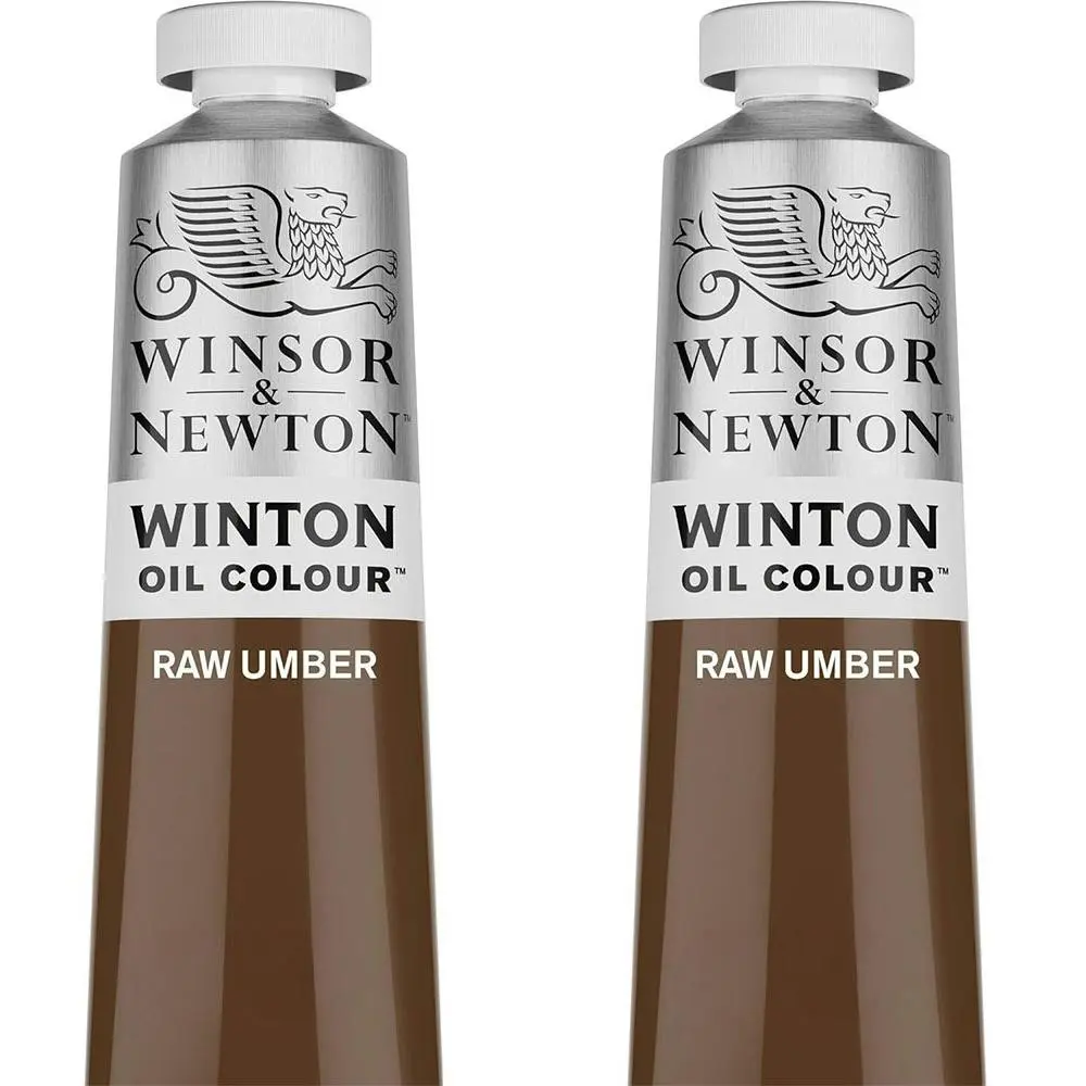 2x Winsor & Newton 200ml Winton Oil Colour Paint Artist/Painting Raw Umber - Hobbies