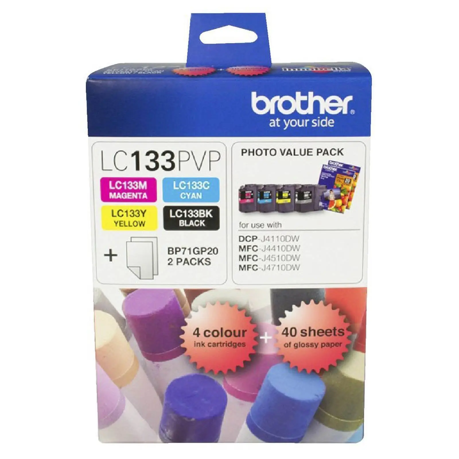 Brother LC133 Ink Cartridge 4 colours PHOTO VALUE PACK LC133PVP Genuine Original - Electronics