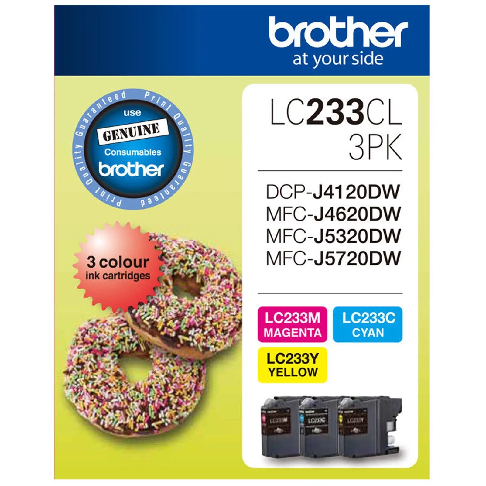 Original Brother 3 Colours Value Pack Ink Cartridge Toner LC233CL3PK - Electronics
