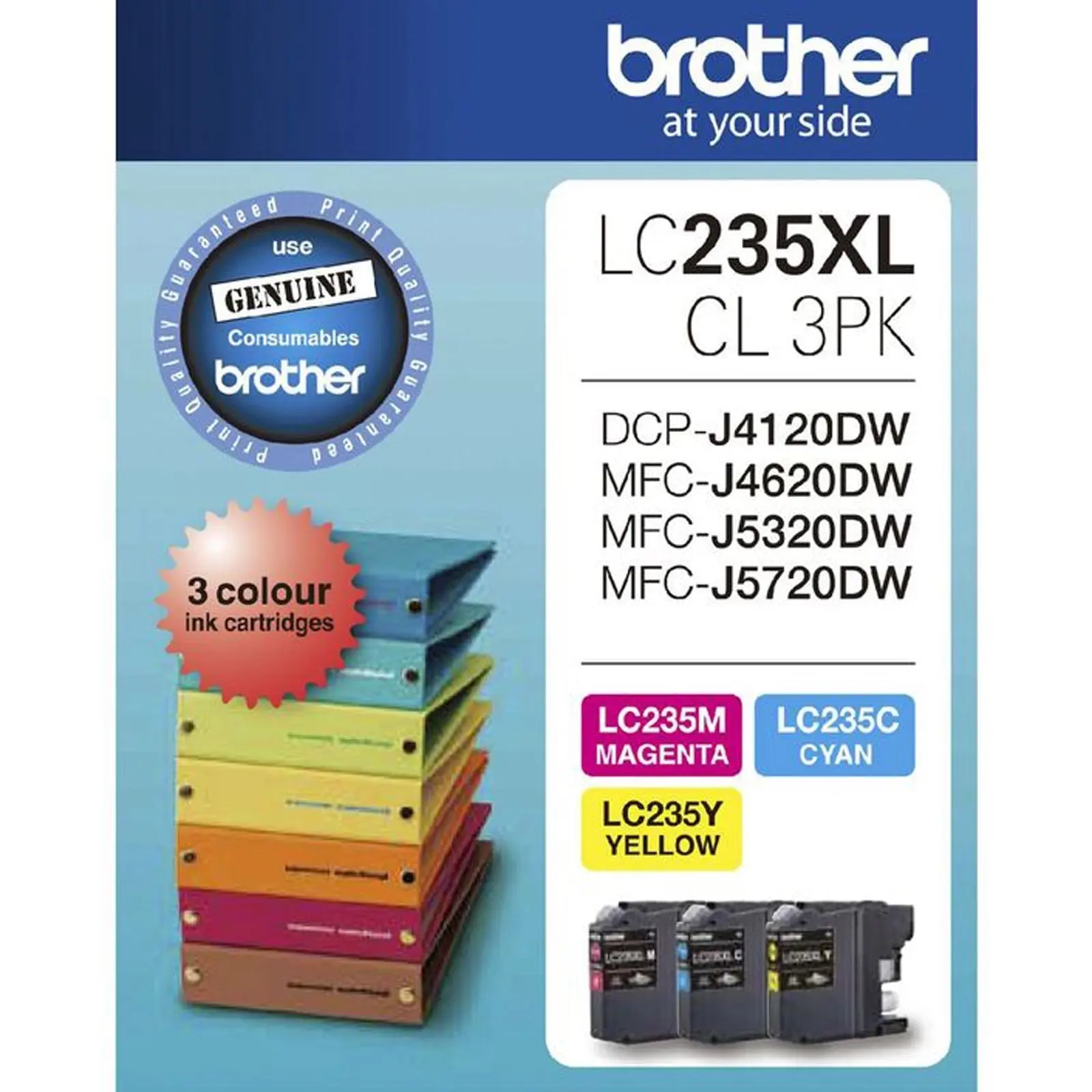 Brother LC235XL 3 Colours Value Pack Ink Cartridge LC235XLCL3PK - Electronics
