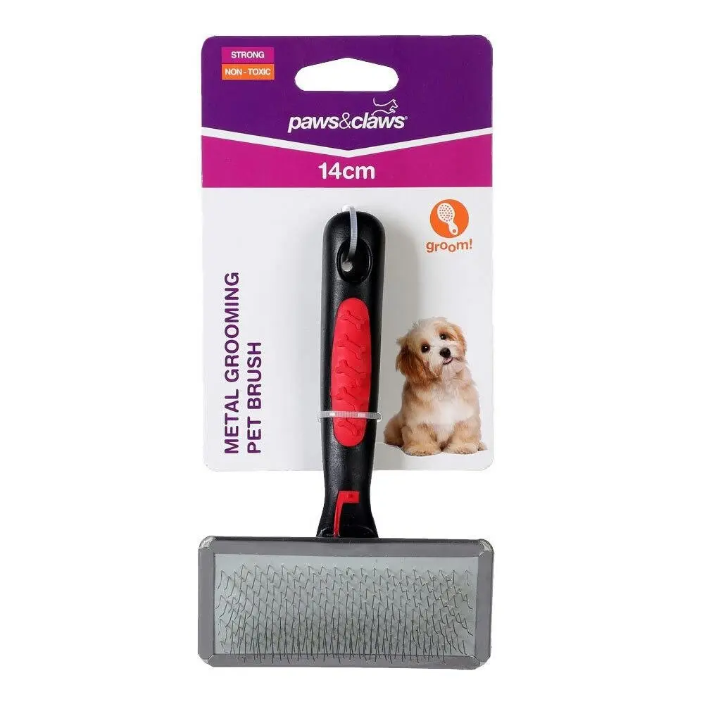 Paws & Claws 14cm Metal Grooming Pet Clean Brush Dog/Cat Hair Cleaning Comb BLK - Pets