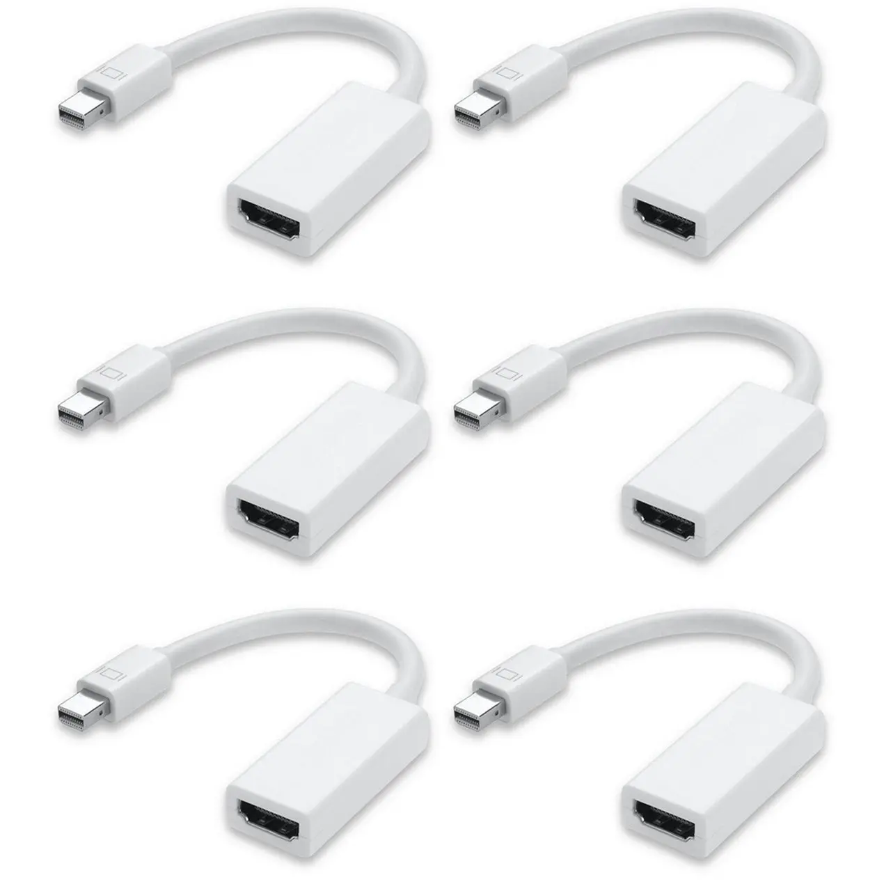 6Pcs 6X Mini Display Port To Hdmi Female Adaptor Dp Displayport Apple Mac Compatible - Electronics