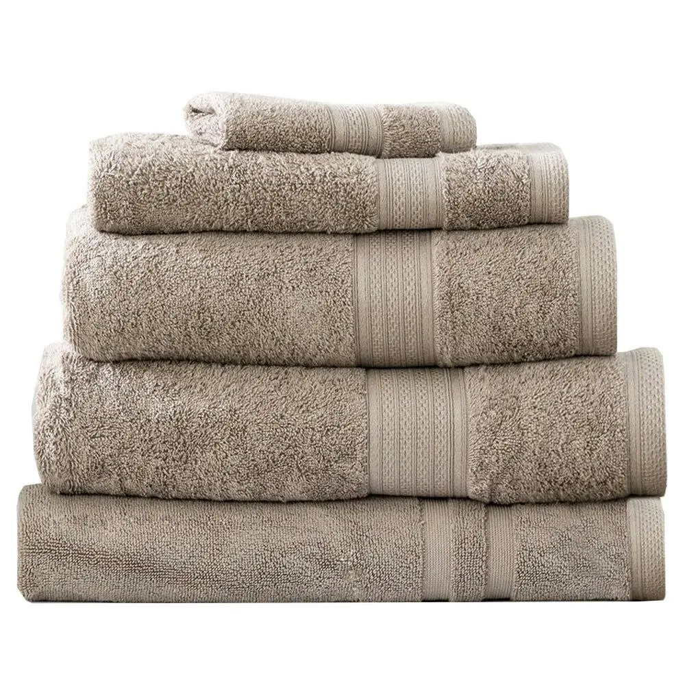 5pc Renee Taylor Bath Towel Set Stella 650 GSM Super Soft Bamboo Cotton Pewter - Home & Garden