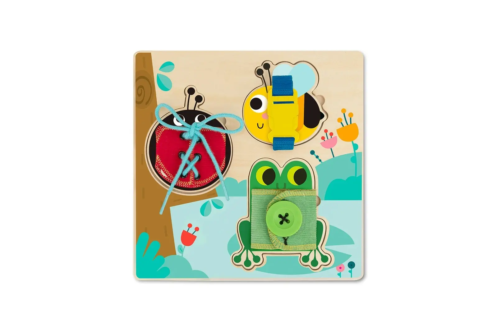 Tooky Toy Basic Skills Lacing Kids/Children Buttons Wooden Puzzle Board 3+ - Toys & Games