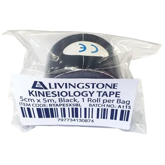 Livingstone Kinesiology Elastic Tape 5cm x 5m Black 1 Roll - Health