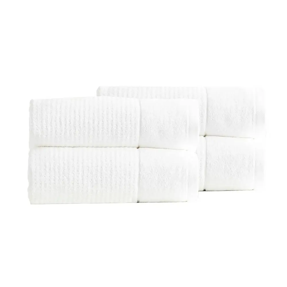 4PK Renee Taylor 650GSM Cambridge 80x160cm Bath Sheet Textured Cotton Towel Snow - Home & Garden