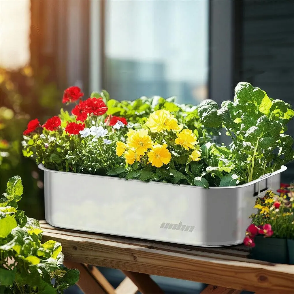 Fin 3X Raised Garden Bed Anti-Rust Stainless Steel Planter Box Outdoor Garden Patio