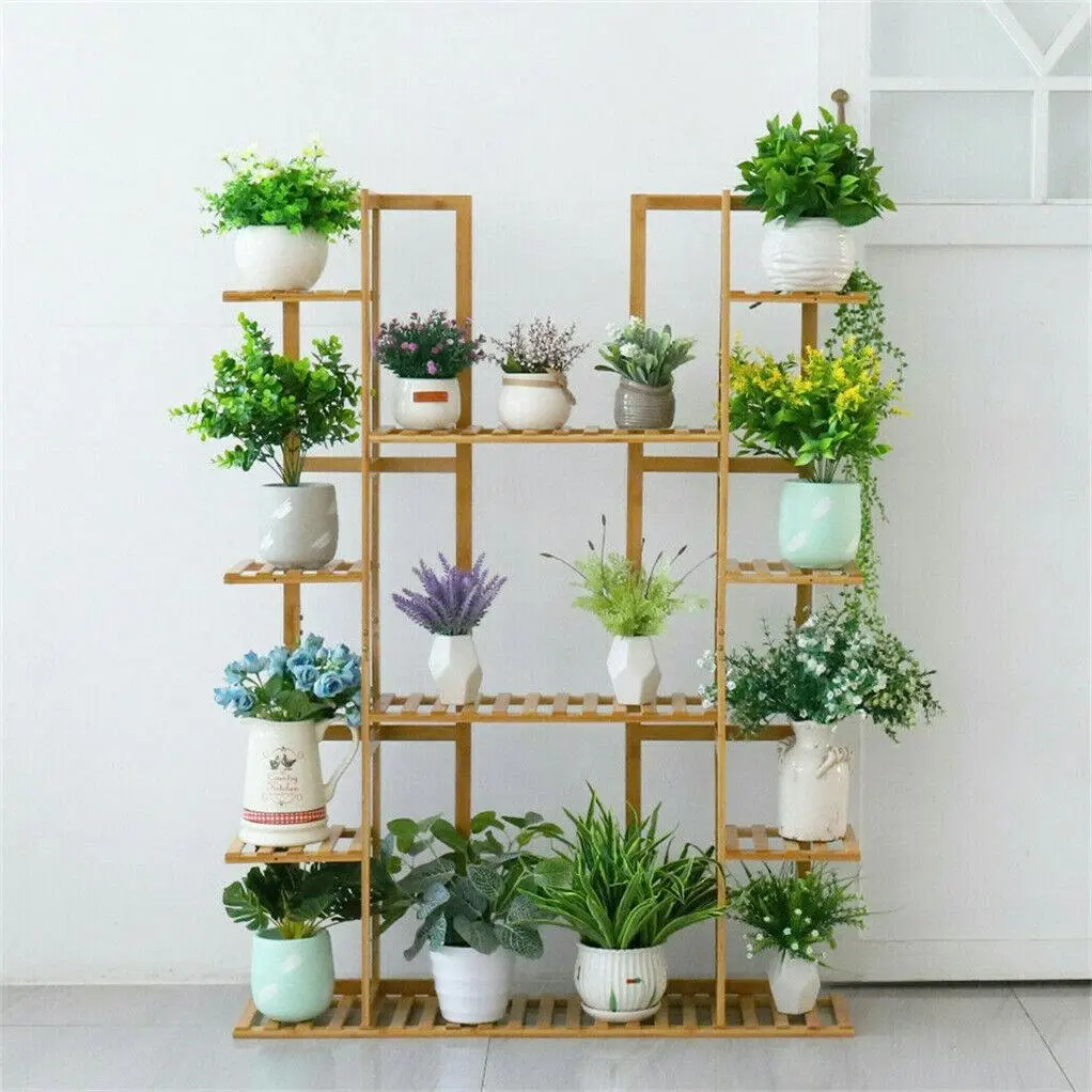 Vintage Retro Solid Pinewood Plant Stand - Multi-Tier Flower Shelf