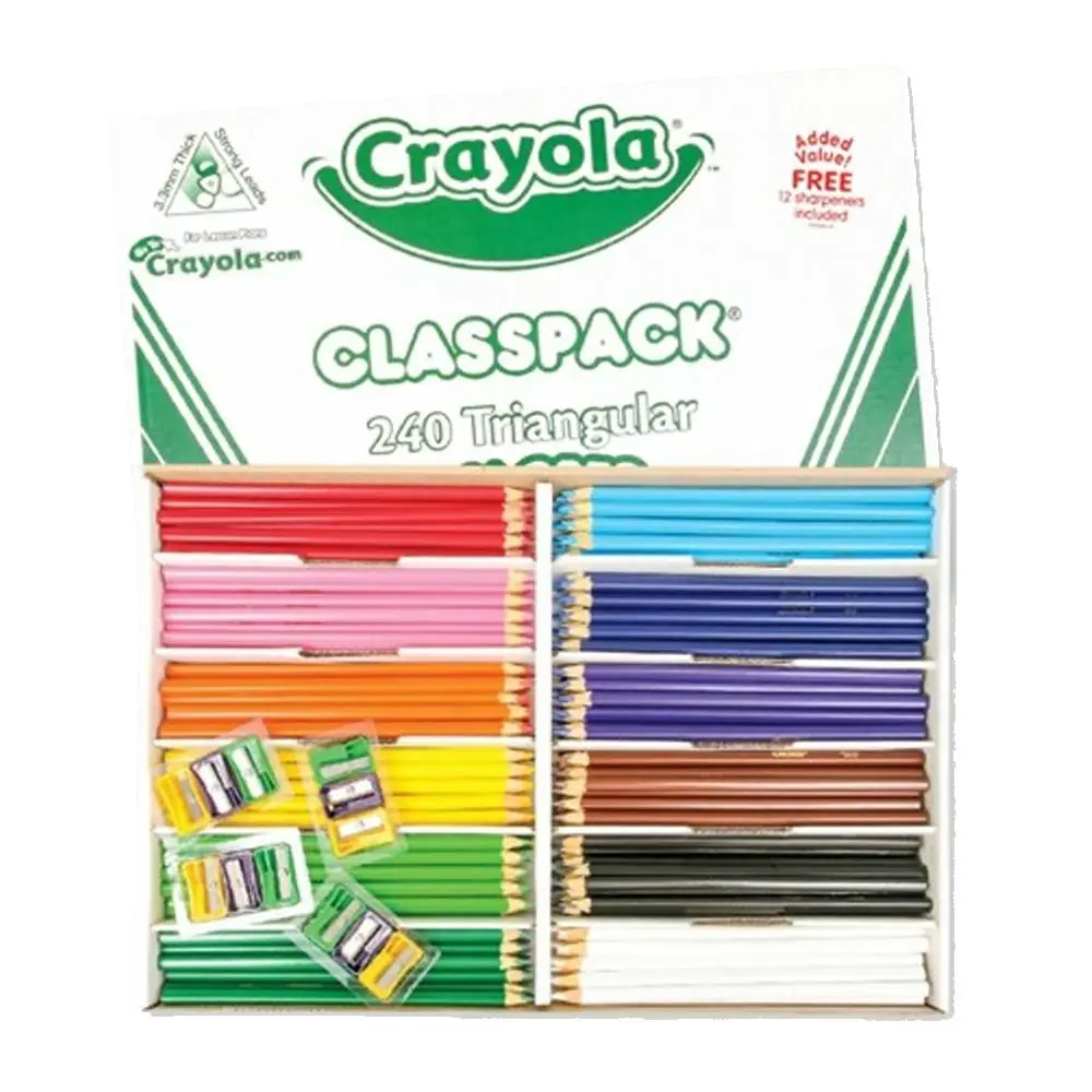 240pc Crayola Kids/Children Creative Triangular Colouring Pencils Classpack 36m+ - Office