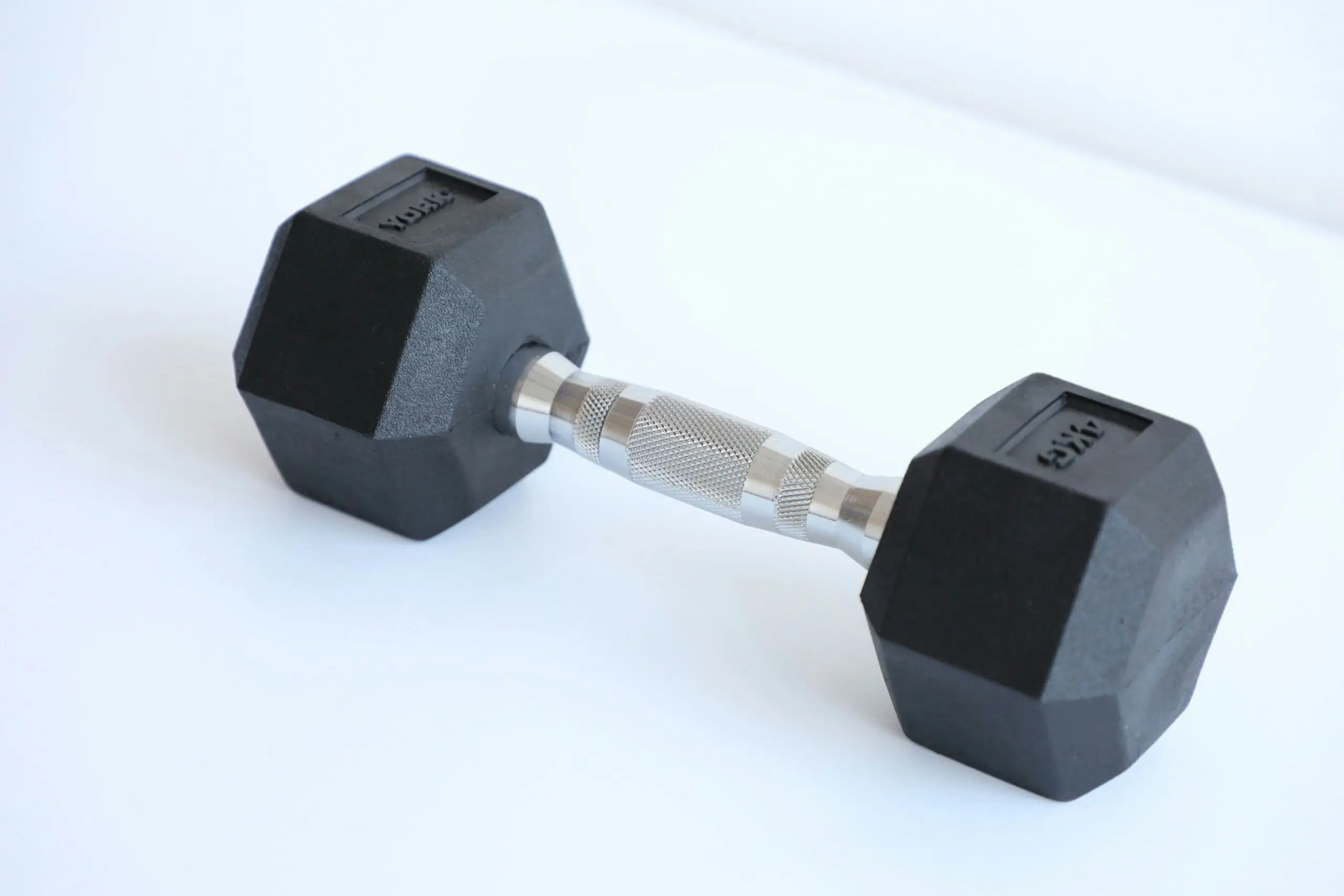 YORK 4kg Rubber Hex Dumbbell - Sports & Outdoor
