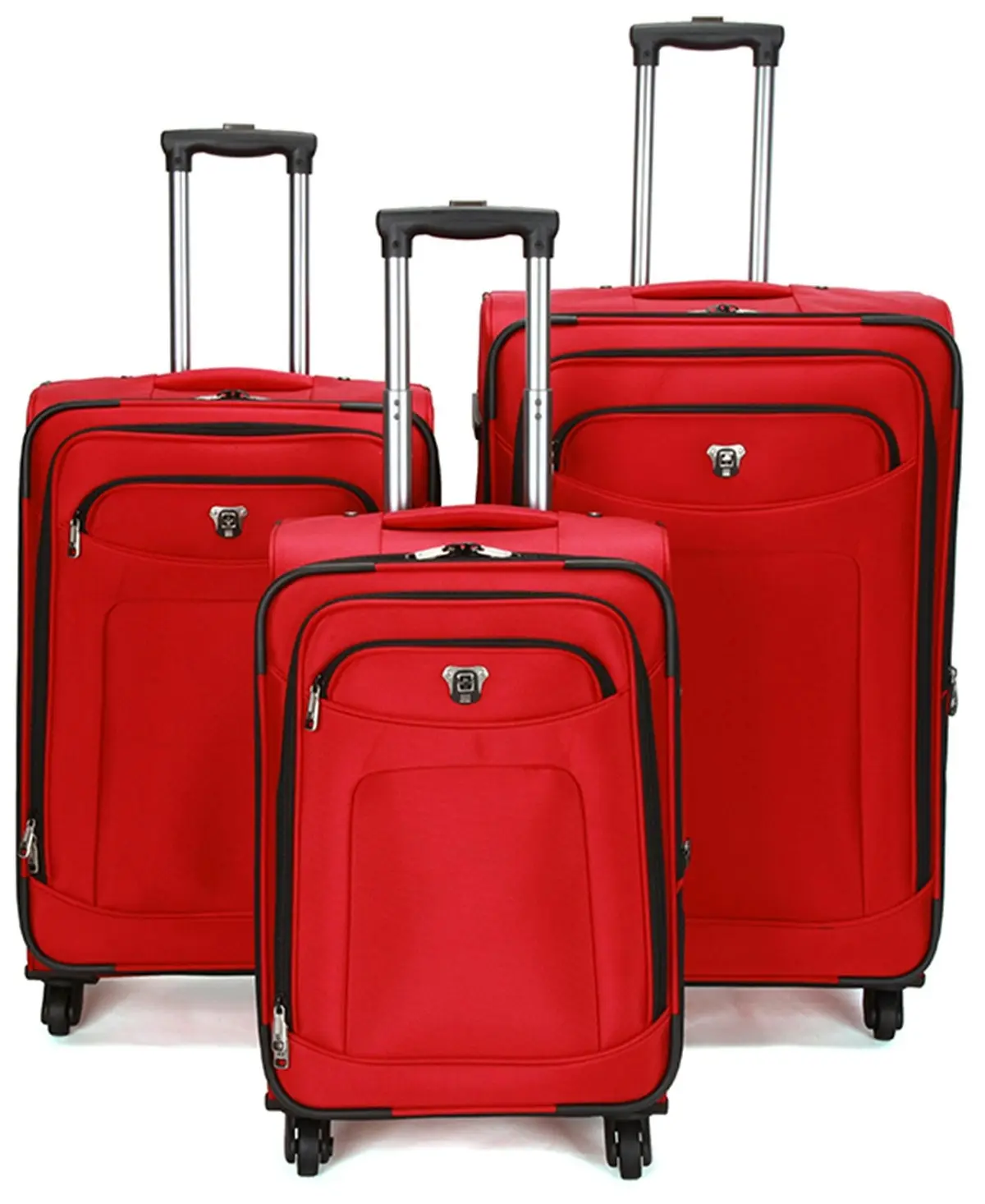 Suissewin Swiss Luggage Suitcase Lightweight with 8 wheel 360 degree rolling SoftCase 3PCS Set SN8109ABC Red - Fashion