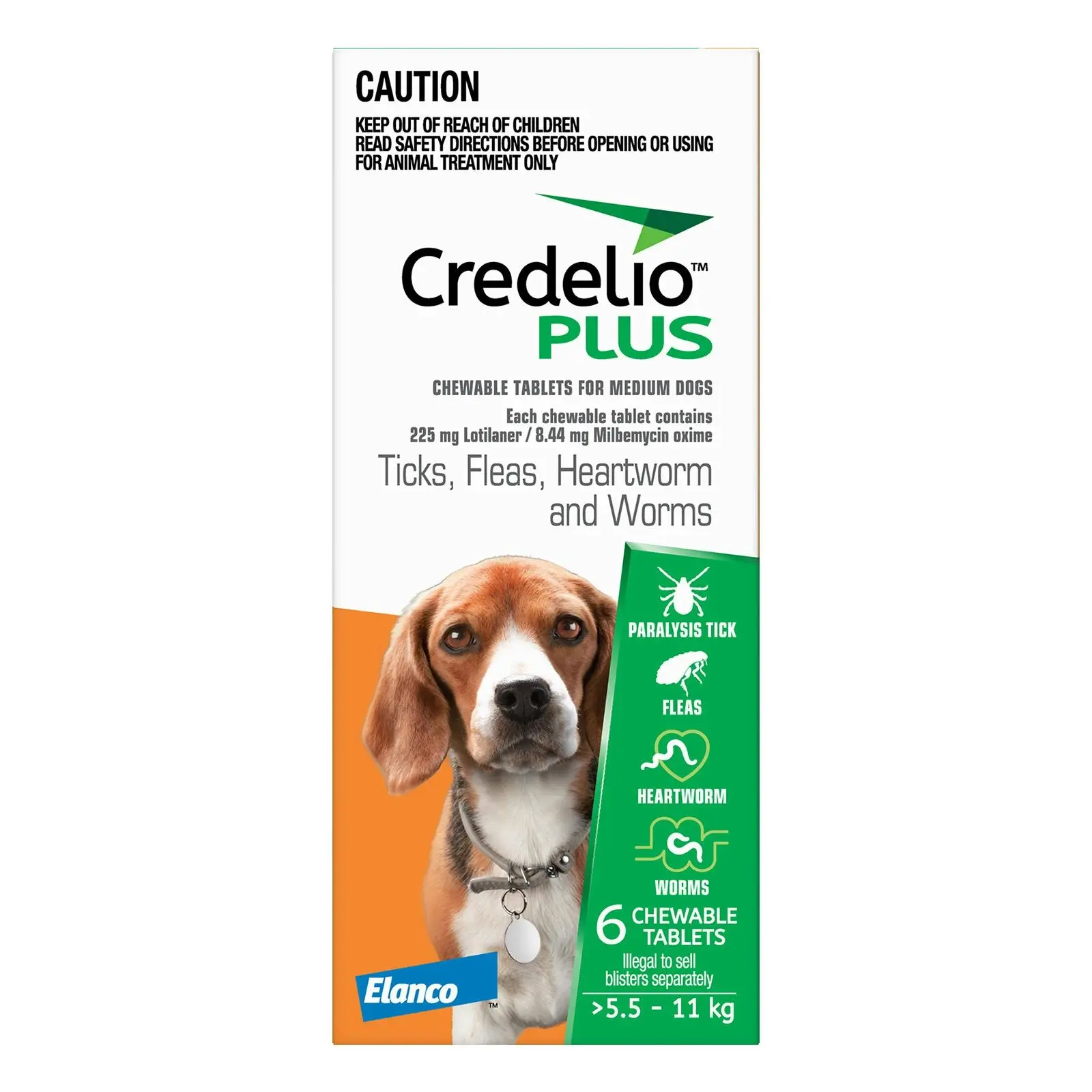CREDELIO Plus For Medium Dogs 5.5 to 11 Kg ORANGE 6 Pack - Save up to 70% Off Pet Supplies