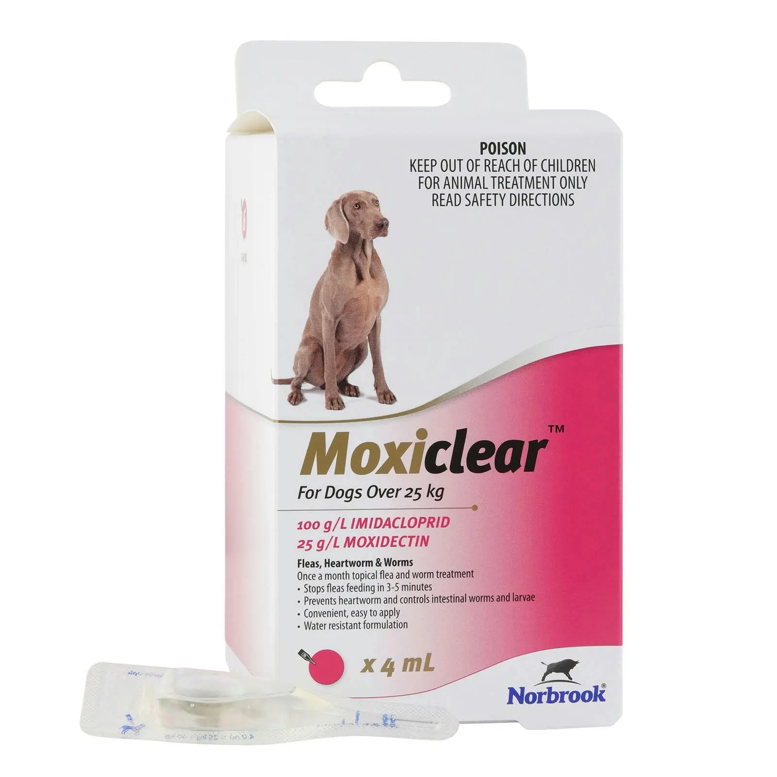 MOXICLEAR for Large Dogs Over 25 Kg (PINK) 3 Pipettes - Pets