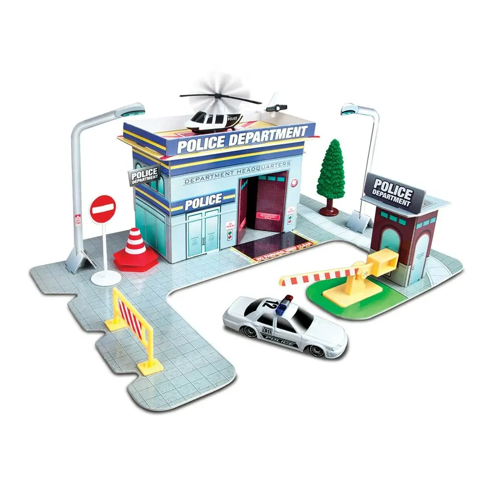 Maisto Fresh Build N Play Police Station Kids Pretend Playset w/ Model Car 3y+ - Toys & Games