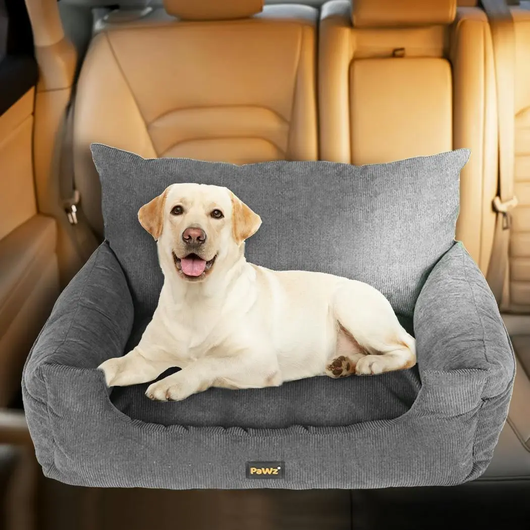 Pawz Pet Car Booster Seat Dog Protector Portable Travel Bed Removable Grey L - Pets