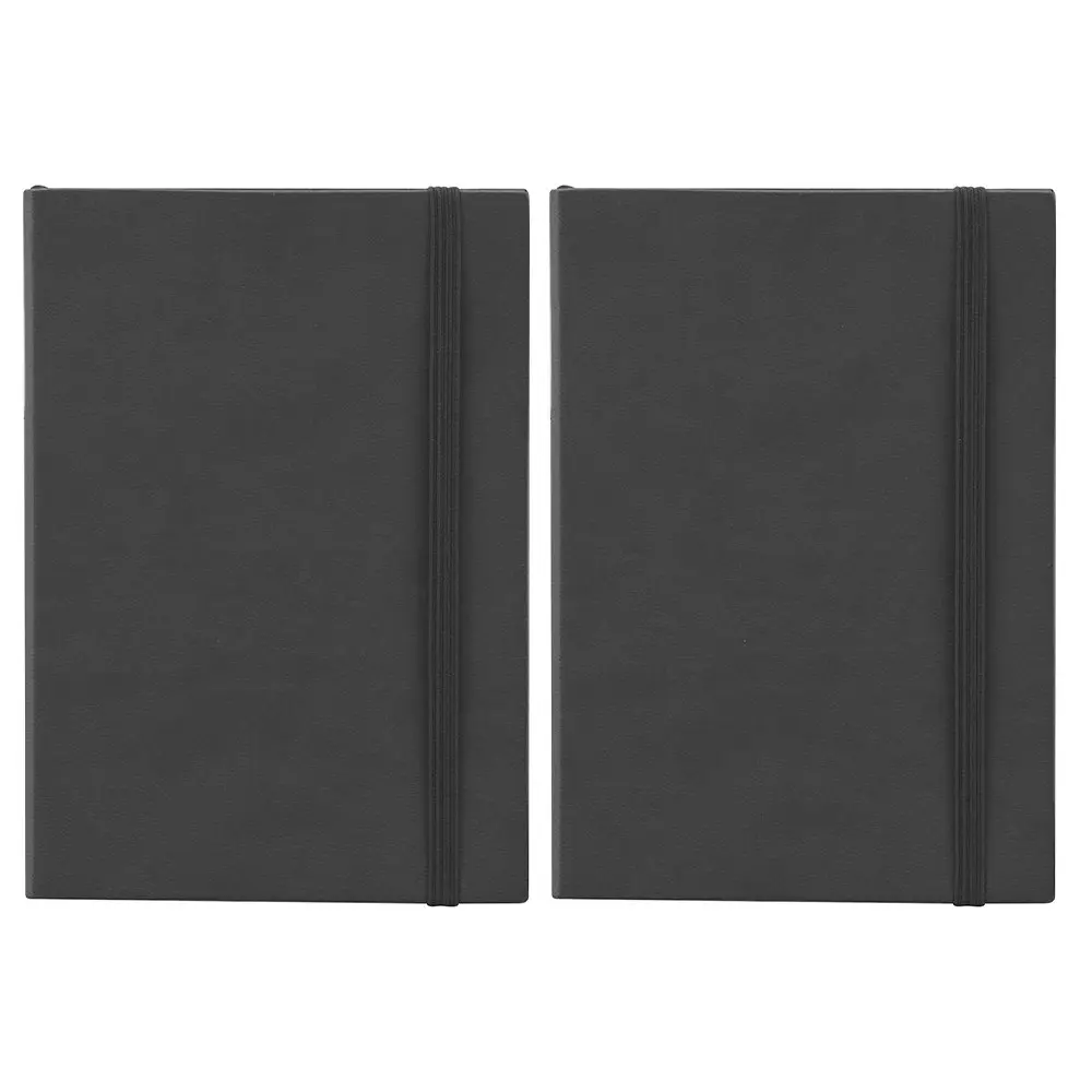 2x Scripto Premium A5 Flexi Home Office Writing Journal Black/Lined Paper