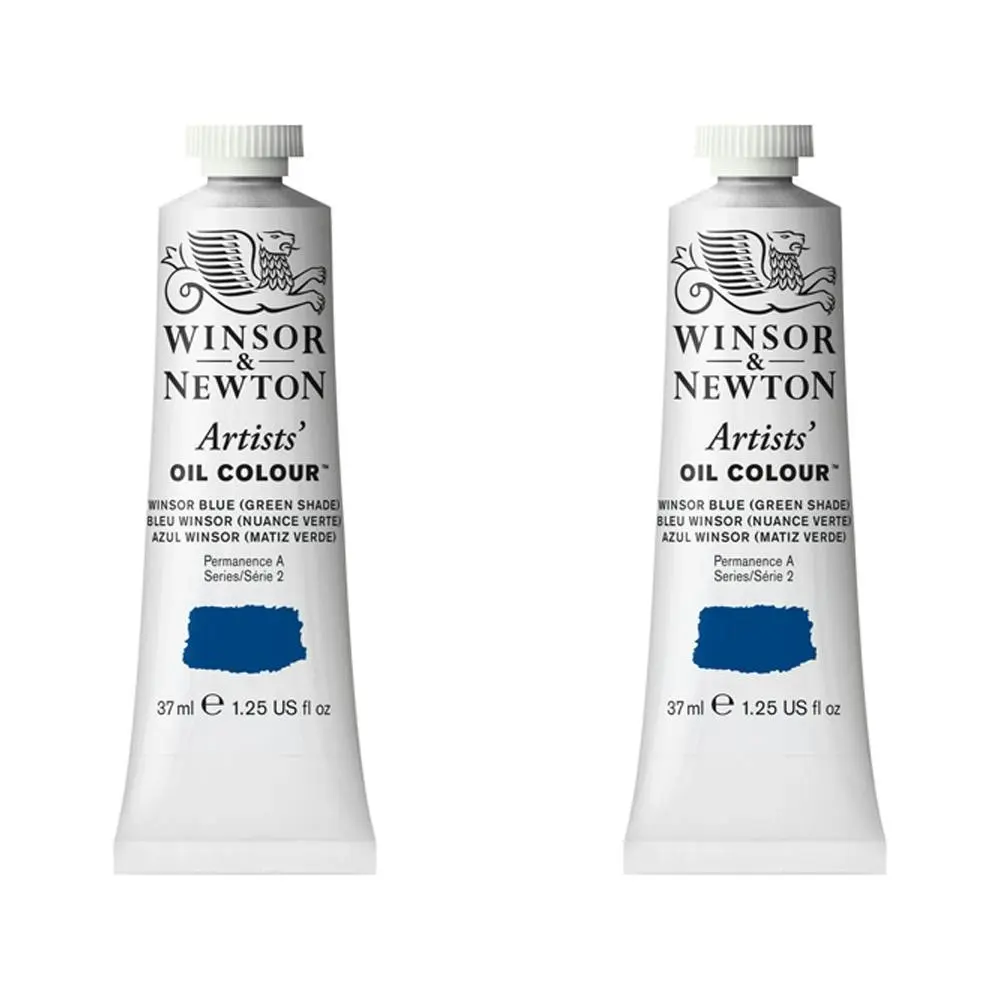 2x Winsor & Newton Artists Oil Colour 37ml Paint Tube Winsor Blue Green Shade S2 - Hobbies