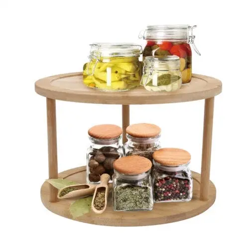 Rotating Bamboo Turntable for Kitchen & Pantry Organization - Home & Garden