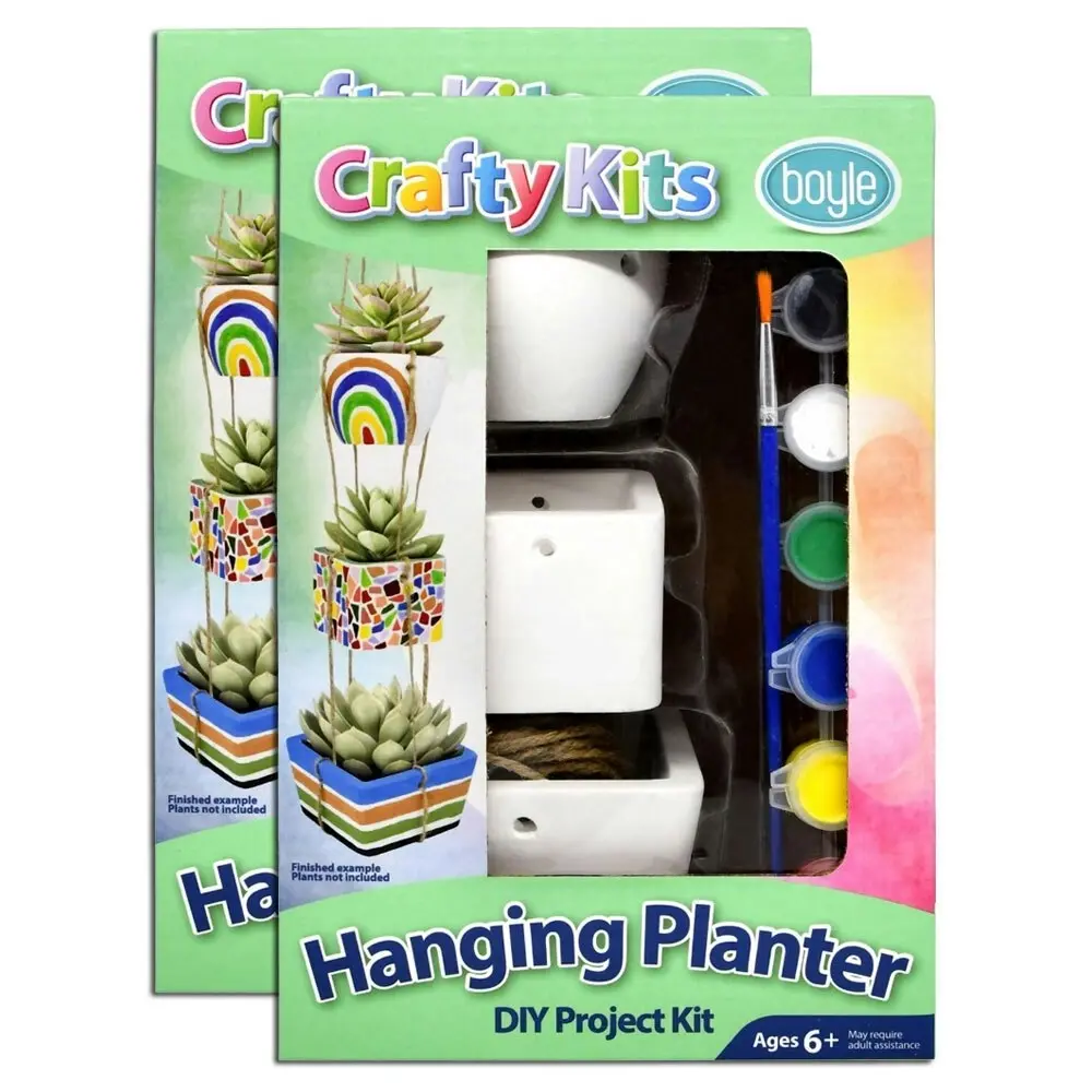 2x Crafty Kits Paint Your Own Hanging Planter Pots Paint Set DIY Art Kids 6y+ - Hobbies