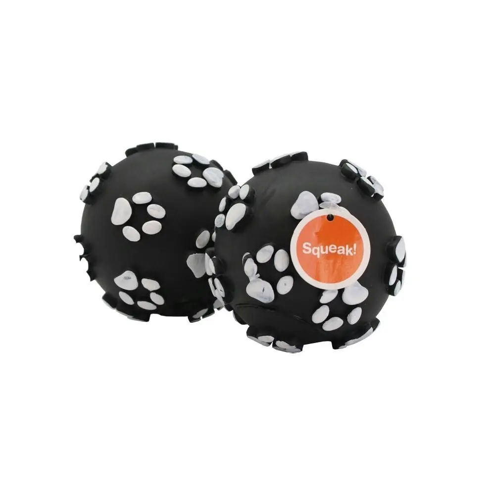2PK Paws & Claws 10cm Paw Print Ball Dog Toy Chew Bite Teething Game Play Asst. - Pets
