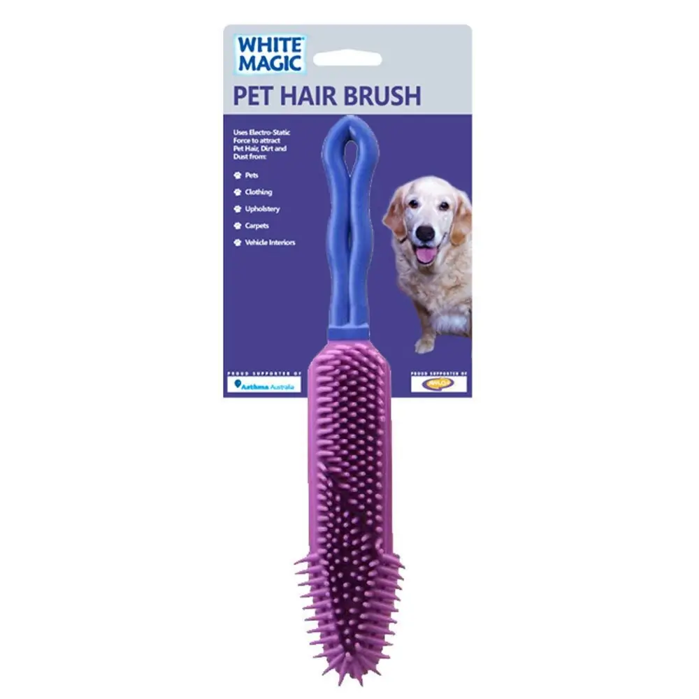 White Magic Pet Dog 27x5cm Grooming Hair Brush Comb w/ Rubber Bristles Purple - Pets