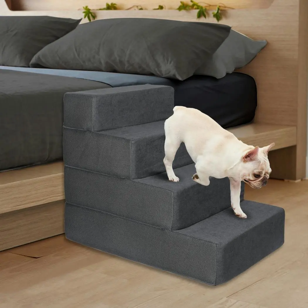 Pawz Dog Stairs Ramp Portable Climbing Washable Removable Cover 4 Steps Large - Pets
